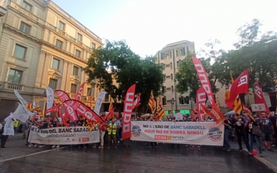 Treballadors del BS protestant a la plaça Sant Roc | Pere Gallifa